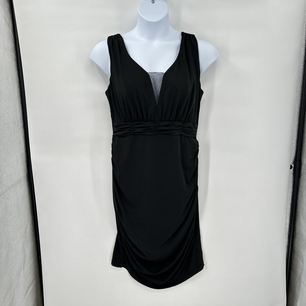 Grace Karin Dress XL Black Sleeveless V Neck Ruched Midi Evening Party NEW